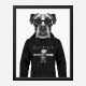 Boxer Dog in a Gucci Hoodie Black and White Art Print