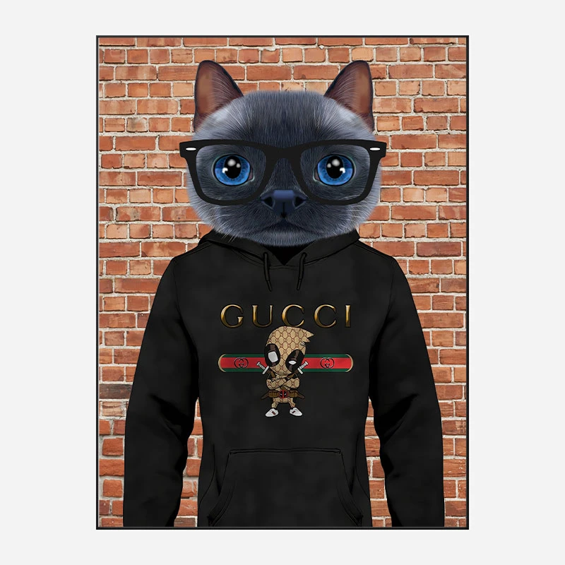 Cat in a Gucci Hoodie Art Print