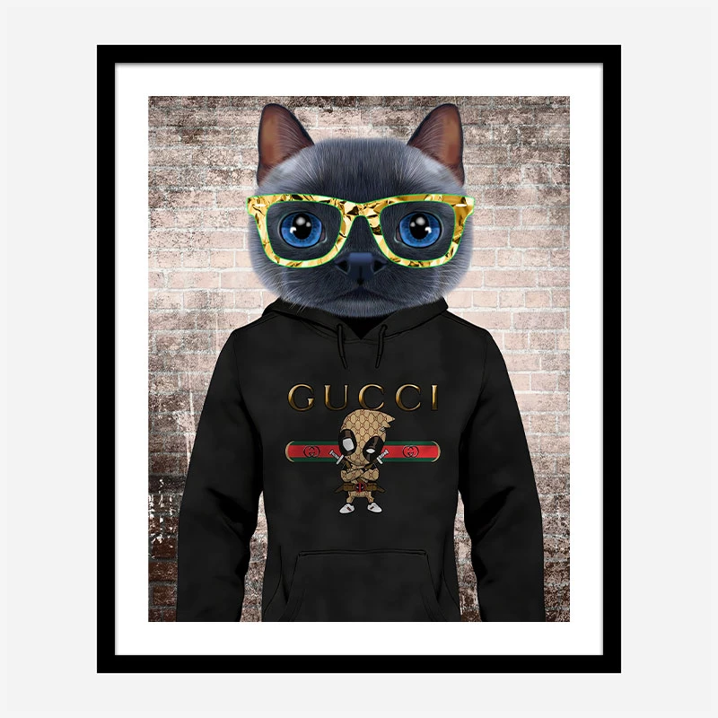 Cool Cat Gucci Hoodie Art Print