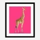 Vintage Giraffe Illustration Bright Pink Art Print