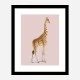 Vintage Giraffe Illustration Pink Art Print