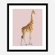 Vintage Giraffe Illustration Pink Art Print