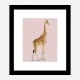 Vintage Giraffe Illustration Pink Art Print