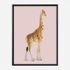 Vintage Giraffe Illustration Pink Art Print
