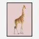 Vintage Giraffe Illustration Pink Art Print