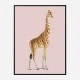 Vintage Giraffe Illustration Pink Art Print