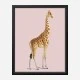 Vintage Giraffe Illustration Pink Art Print
