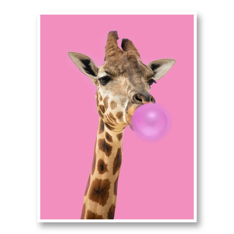 Bubble Gum Giraffe Art Print
