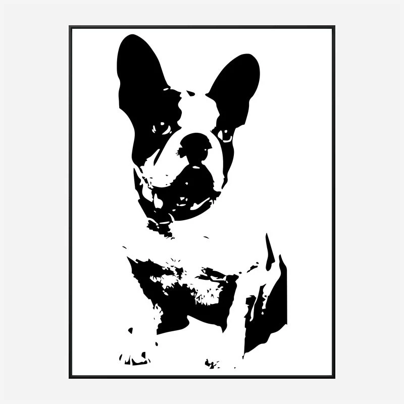French Bulldog Black & White Art Print