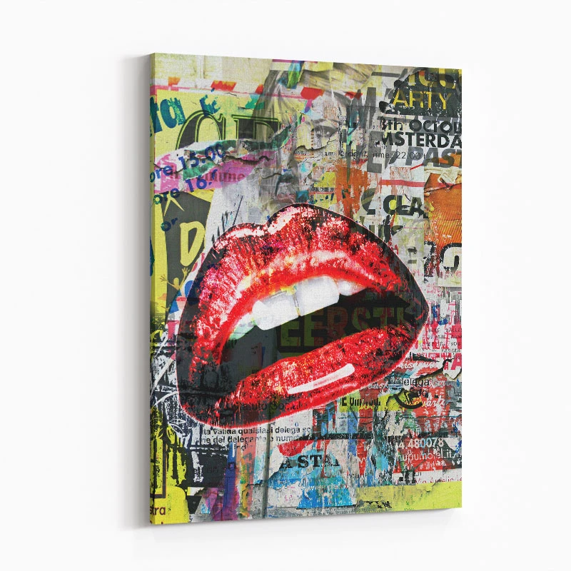 Red Lips Grunge Art Print