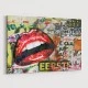 Red Grunge Lips Wall Art