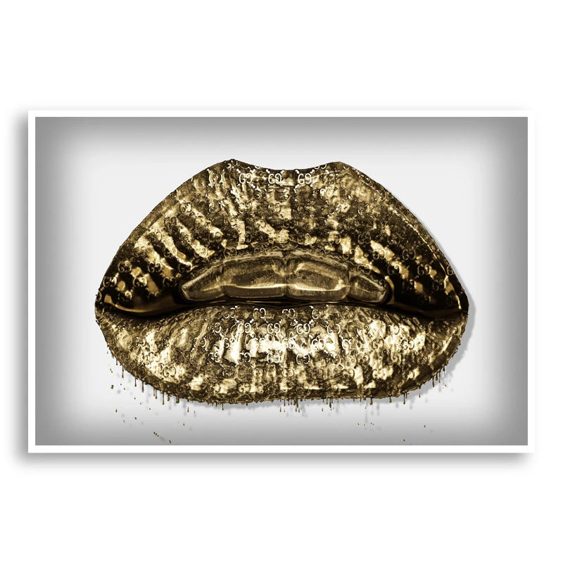 Gucci Gold Lips Wall Art
