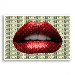 Gucci Dollars Red Lips Wall Art