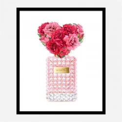 Donna Rosa Perfume Red Heart Flowers Art Print