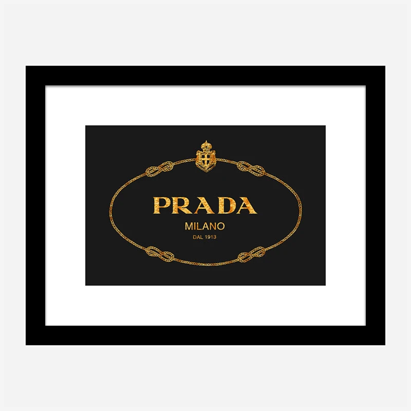 Prada Logo Black and Gold Wall Art