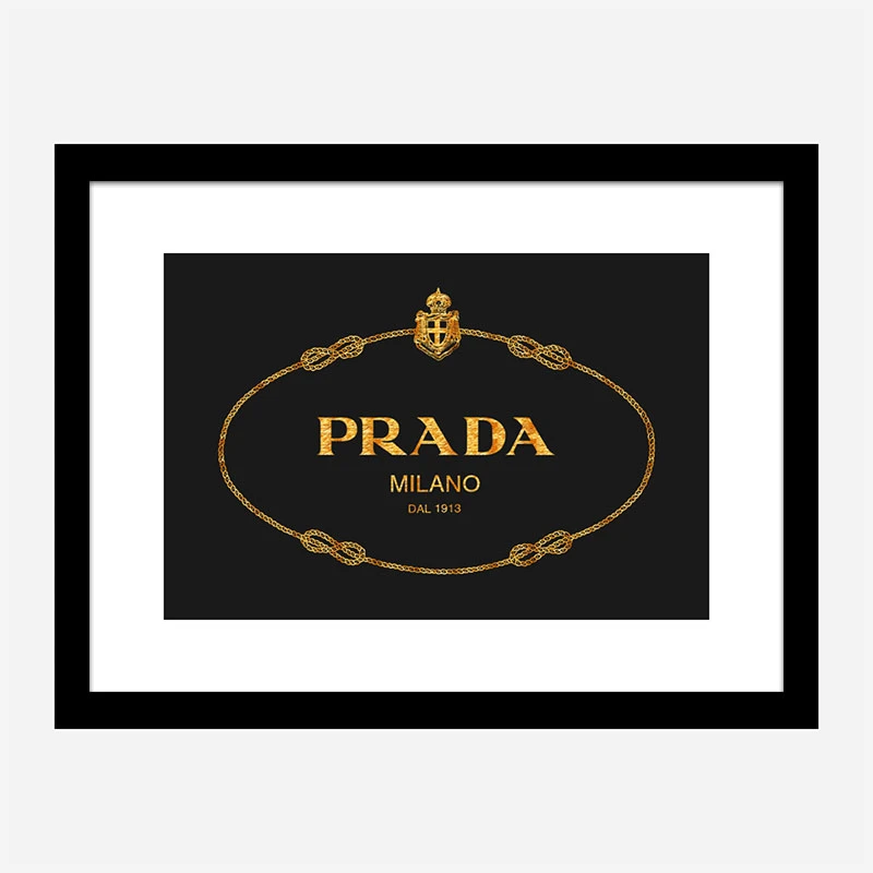 Prada Logo Black and Gold Wall Art