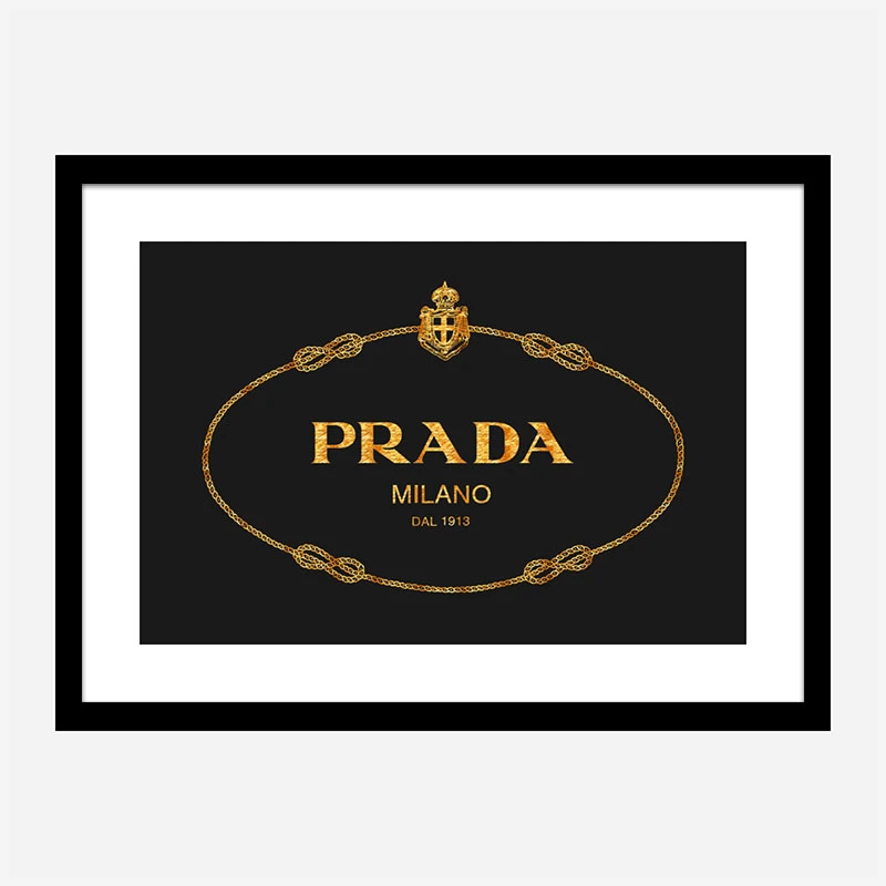 Prada Logo Black and Gold Wall Art