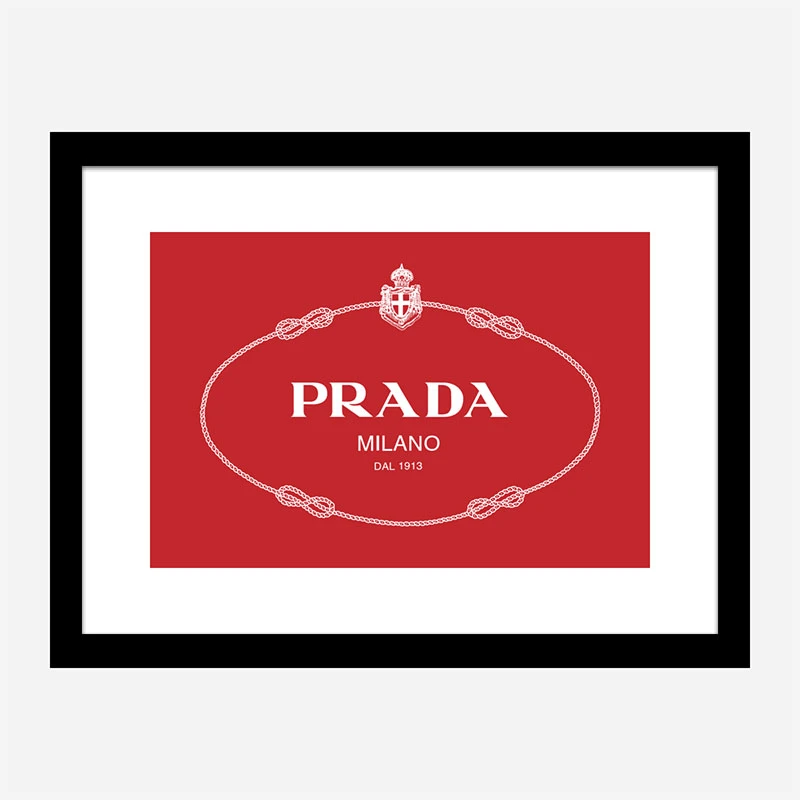 Prada Logo Red and White Wall Art