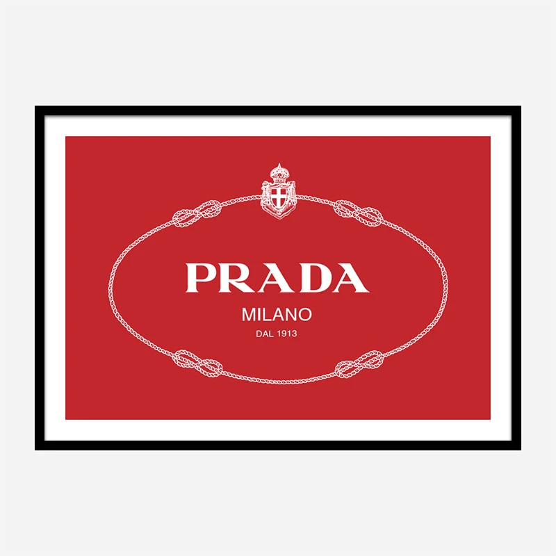 Prada Logo Red and White Wall Art