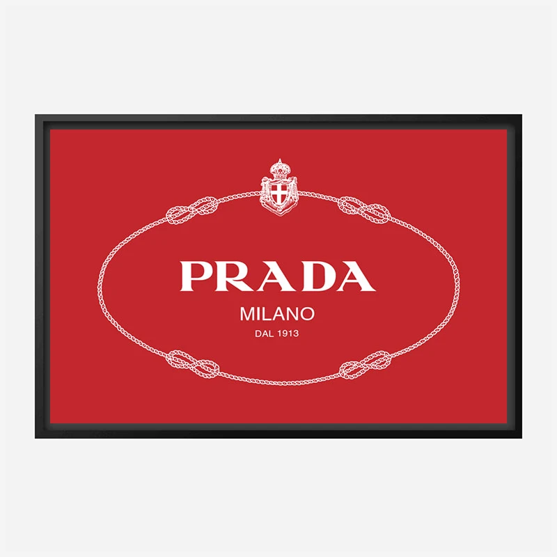 Prada Logo Red and White Wall Art