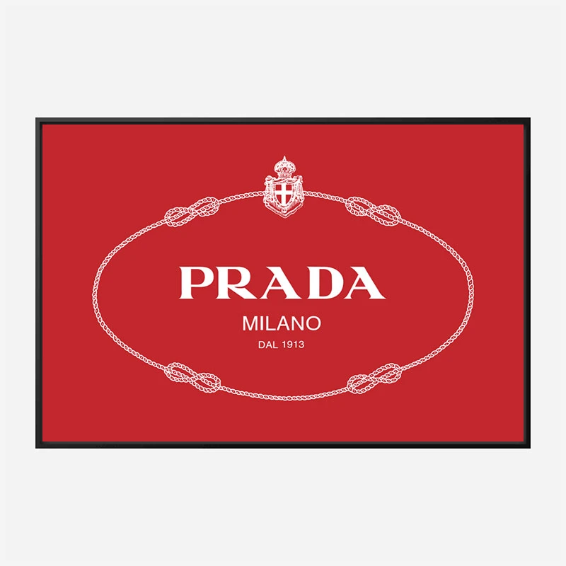 Prada Logo Red and White Wall Art