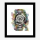 Rolex Daytona Acrylic Brush Art Print
