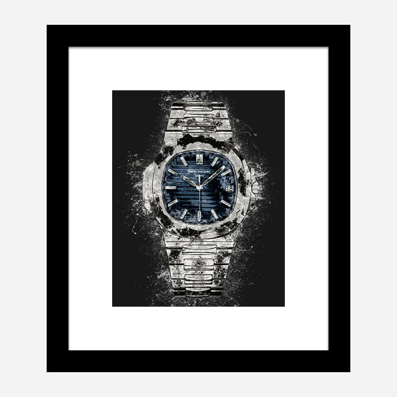 Patek Nautilus On Black Abstract Art Print