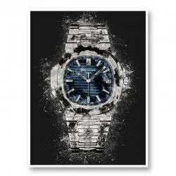 Patek Nautilus On Black Abstract Art Print