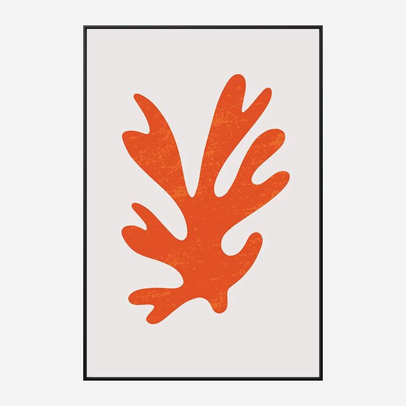 Abstract One Line Leaf Red