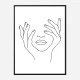 Face Hands Line Art Print