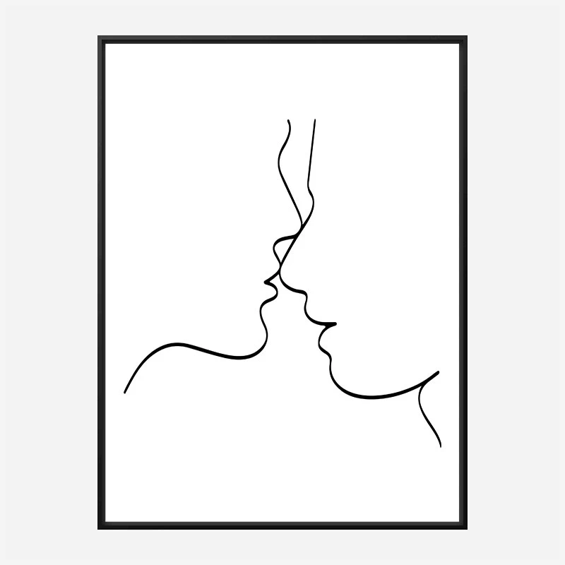 Nearly a Kiss Line Art Print