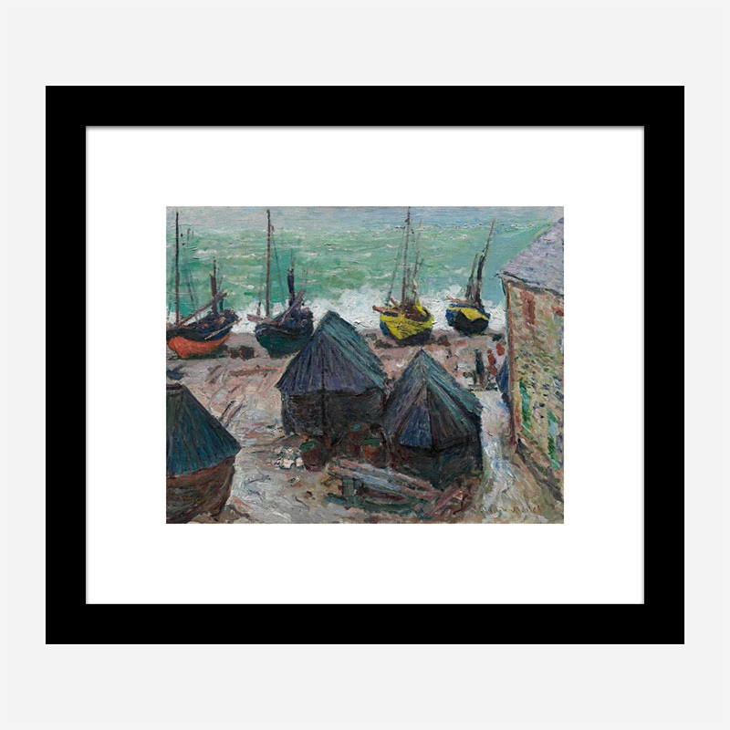 Boats on the Beach at Etretat by Claude Monet Art Print