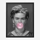Frida Kahlo Bubble Gum Black & White Art Print