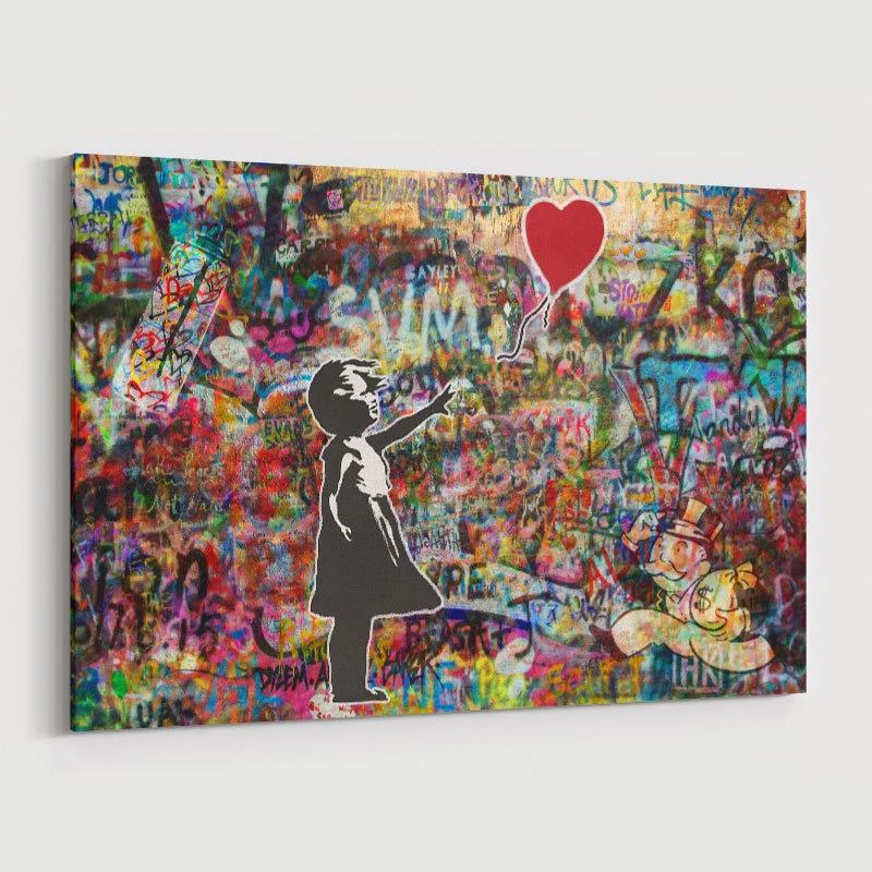 Girl with Balloon Graffiti Wall Art