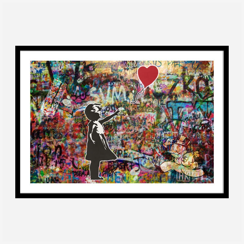 Girl with Balloon Graffiti Wall Art