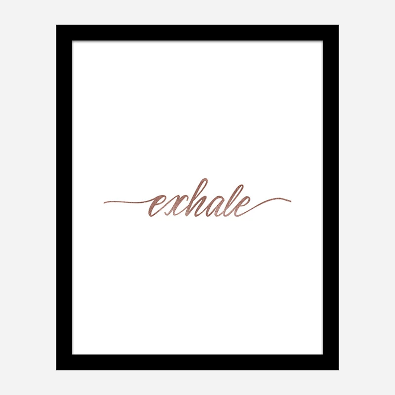 Exhale Rose Gold Typography Wall Art