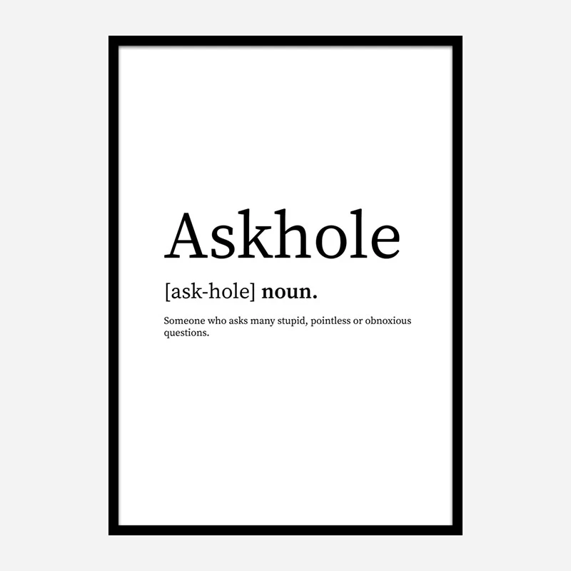 Askhole Definition Typography Wall Art
