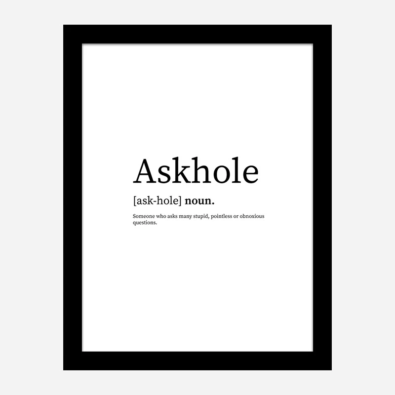 Askhole Definition Typography Wall Art