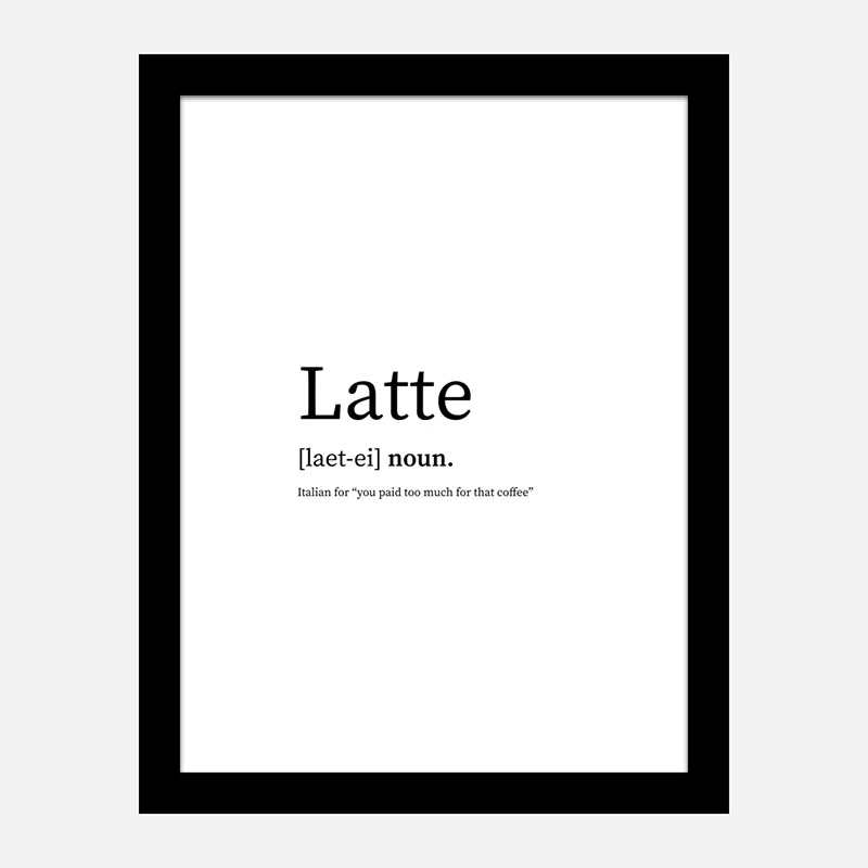 Latte Definition Typography Wall Art