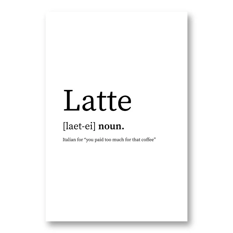 Latte Definition Typography Wall Art