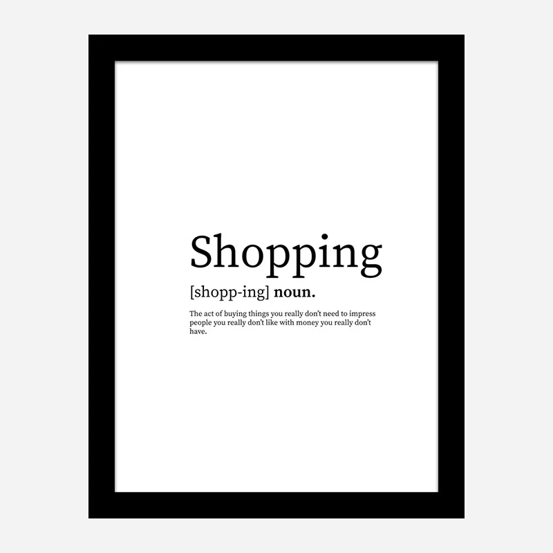 Shopping Definition Typography Wall Art