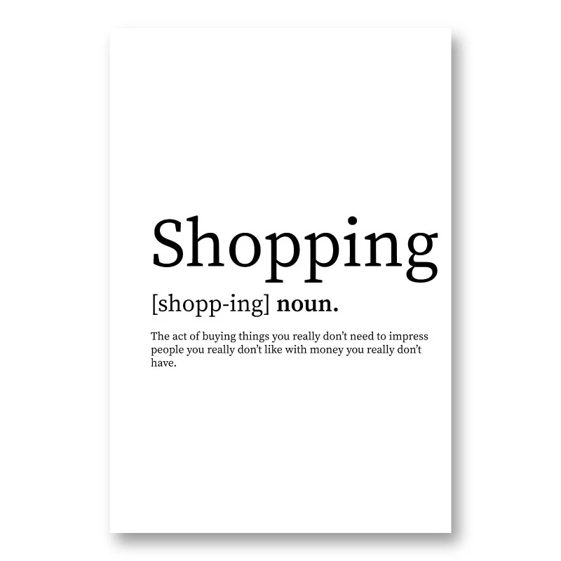 Shopping Definition Typography Wall Art