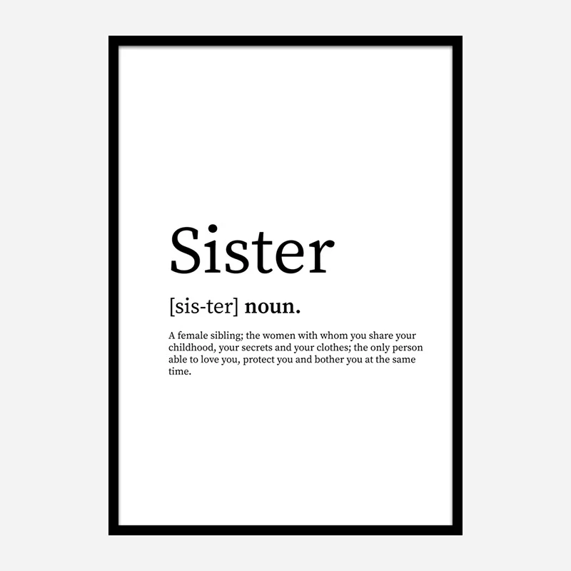 Sister Definition Typography Wall Art