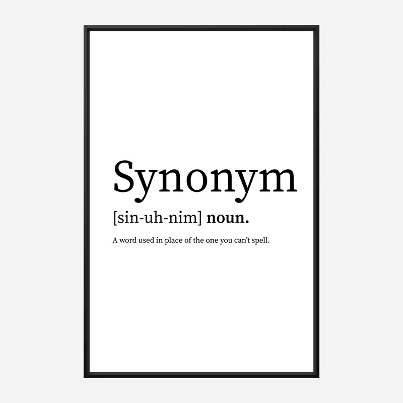 Synonym Definition Typography Wall Art