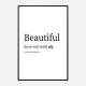 Beautiful Definition Typography Wall Art