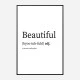 Beautiful Definition Typography Wall Art