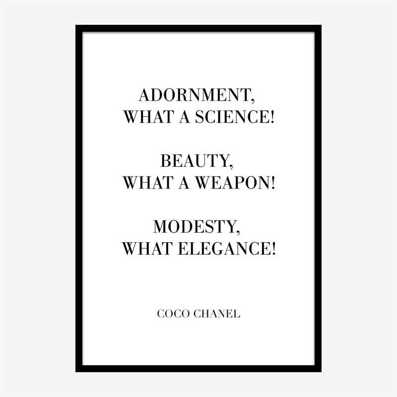 Coco Chanel Adornment Quote Art Print