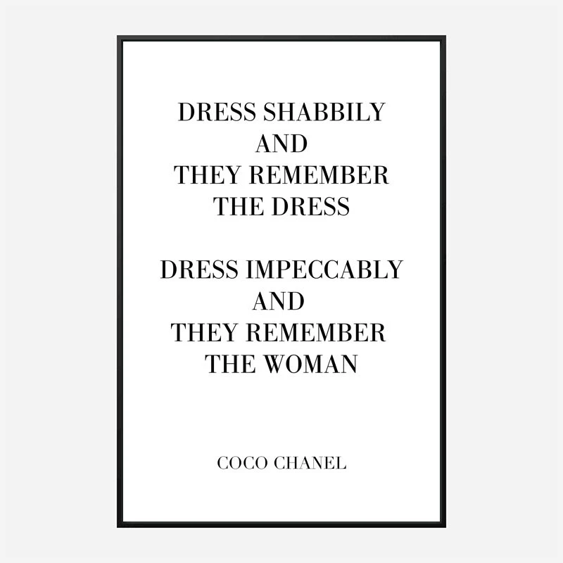 Coco Chanel Dress Impeccably Quote Art Print