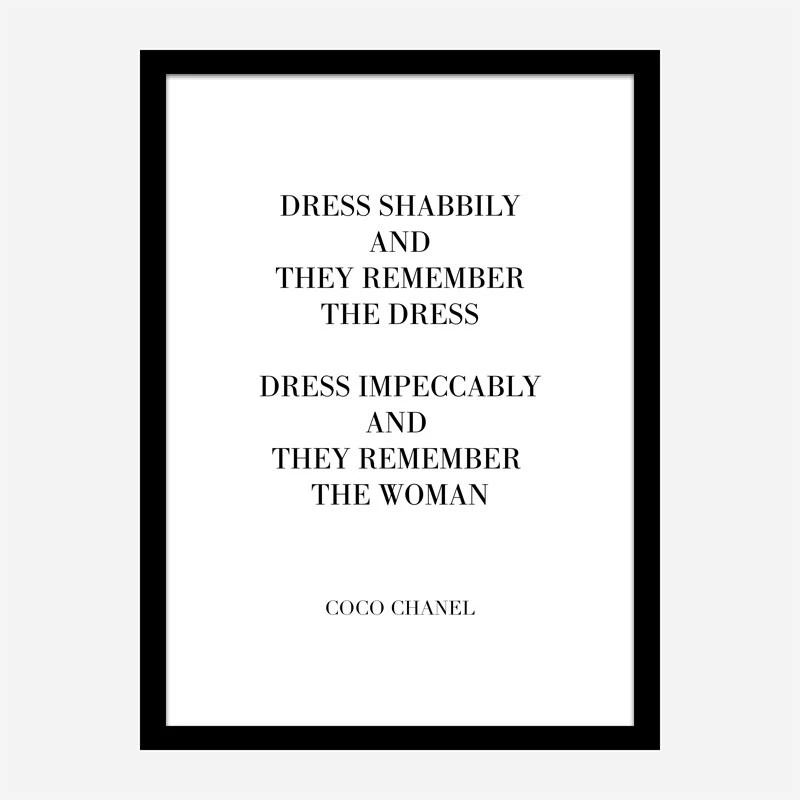 Coco Chanel Dress Impeccably Quote Art Print