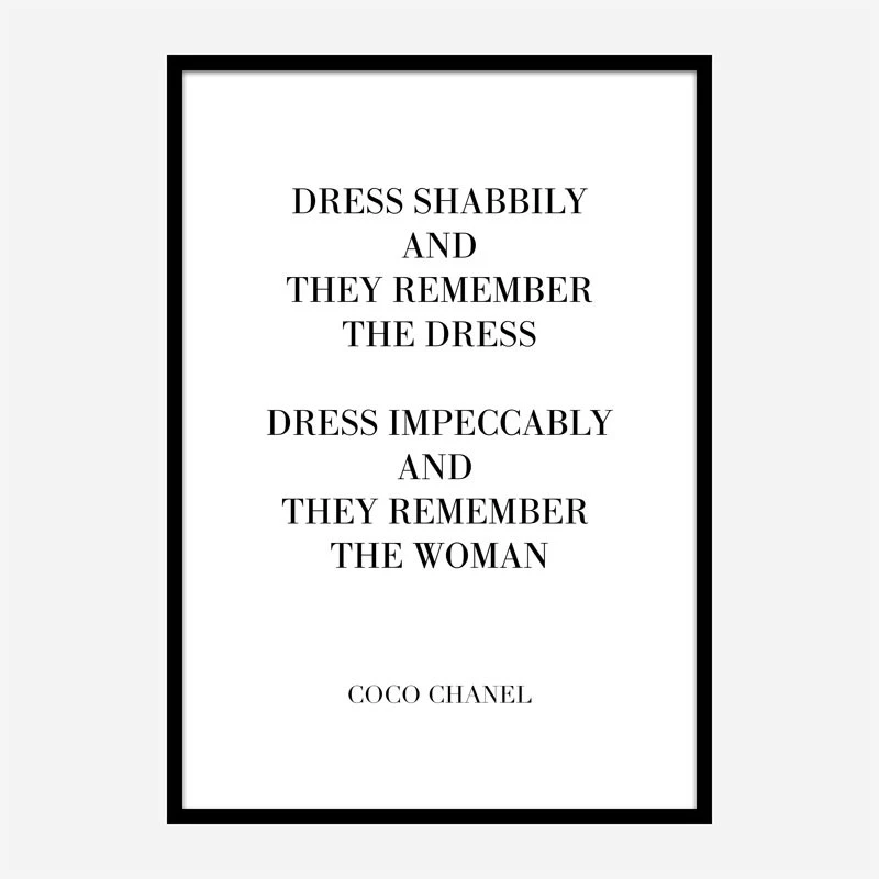 Coco Chanel Dress Impeccably Quote Art Print Coco Chanel Dress Impeccably Quote Art Print
